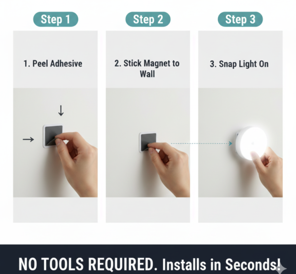 8 LED Night Lights With USB Charging & Double-Sided Adhesive Pads (1 Pc)