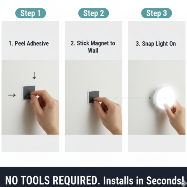 8 LED Night Lights With USB Charging & Double-Sided Adhesive Pads (1 Pc)