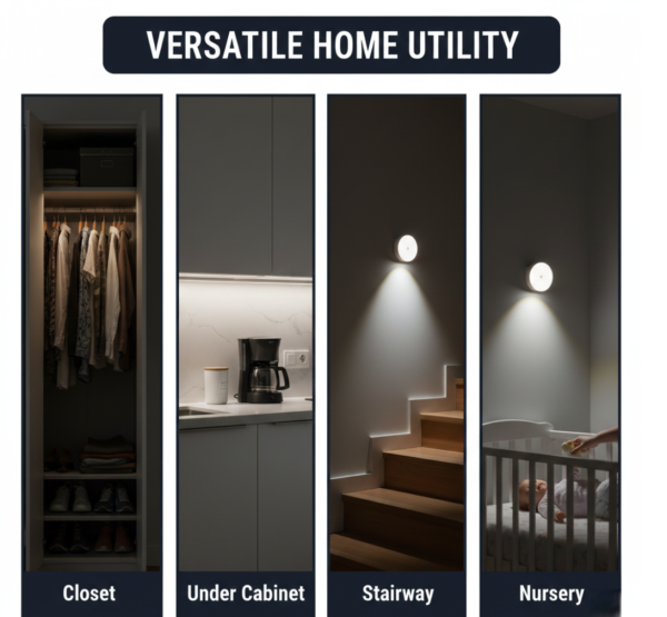 8 LED Night Lights With USB Charging & Double-Sided Adhesive Pads (1 Pc)