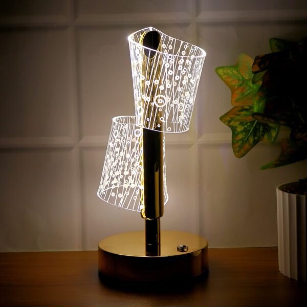 20_llight.jpg Luxury Crystal LED Double Shade Table Lamp (1 Pc)