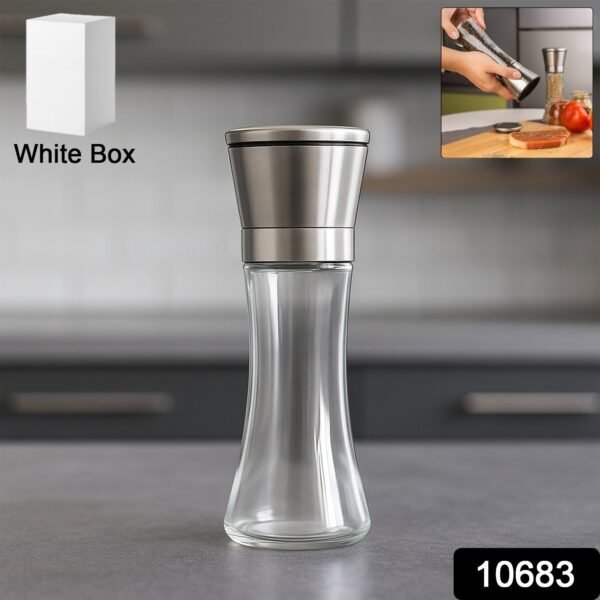 20e507f5-b20f-466b-9dfe-6e5d40929303.jpg Premium Stainless Steel & Glass Manual Spice Grinder (1 Pc)