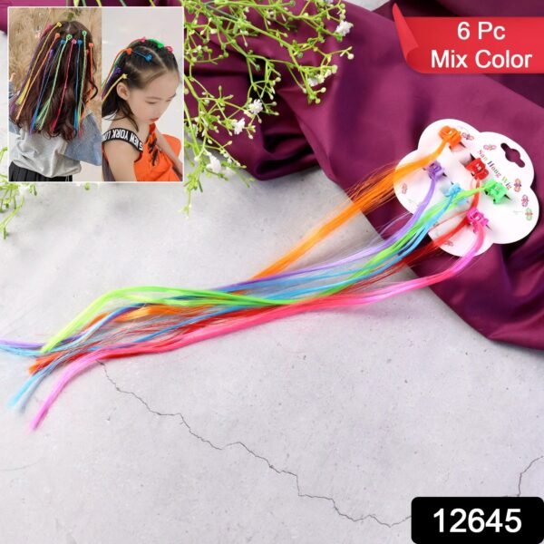Kids Hair Extensions with Hair Clips (6 Pc Mix Color)