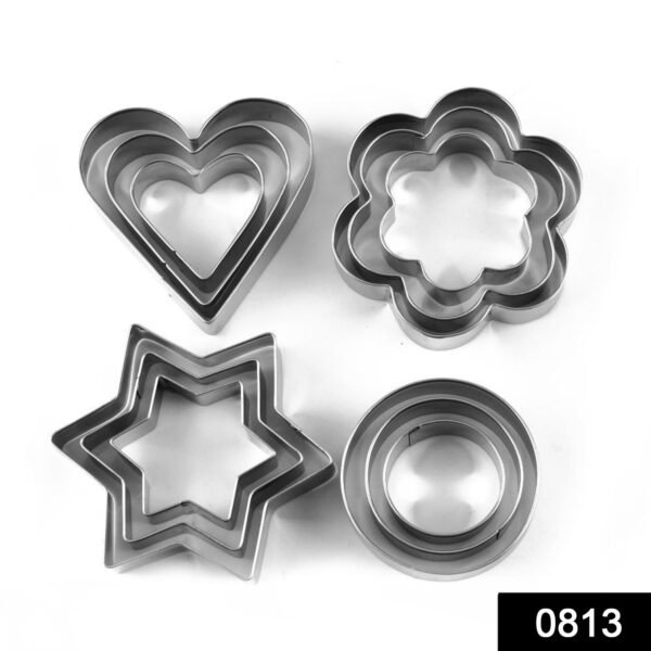 2121.jpg Stainless Steel Cookie Cutter Set – Heart, Round, Star & Flower Shapes (12 Pcs)