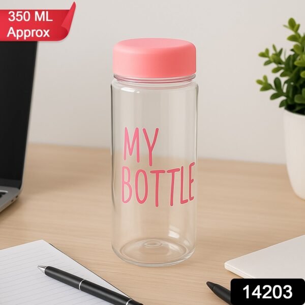 350 ml Approx Transparent Plastic Water Bottle with Leakproof Lid (1 Pc)