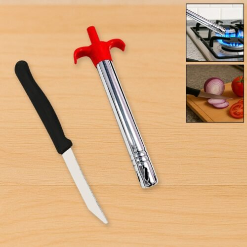 2158_2in1_lighter_pack.jpg Stainless Steel Electronic Gas Lighter and Knife (2 in 1)