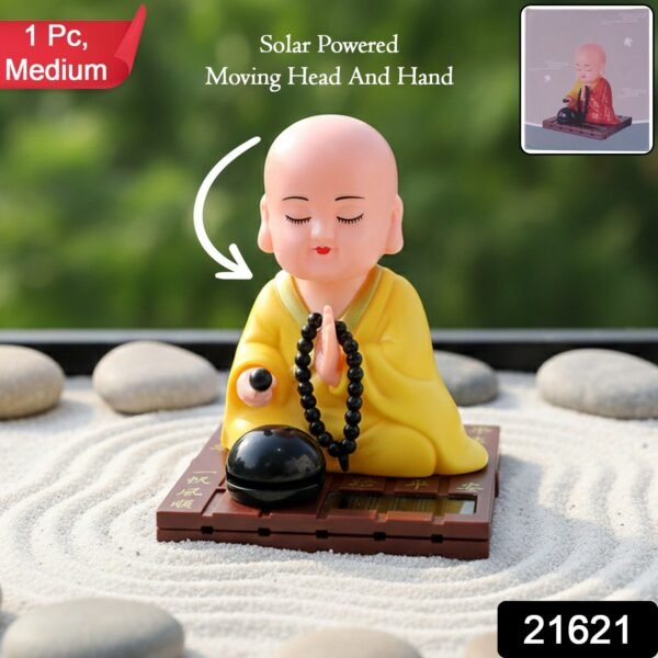 Yellow Solar Powered Sitting Buddha Statue (1 Pc / Medium)