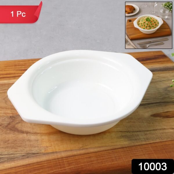 Premium Plastic Serving & Mixing Bowl with Easy-Grip Side Tabs (1 Pc)