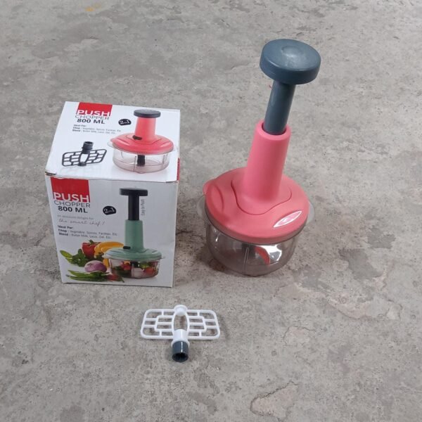 2-in-1 Push Chopper 800ml with Stainless Steel Blade for Quick Food Prep