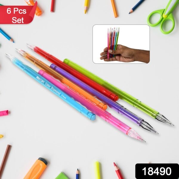 Multi Colour Gel Pen Set, Set of 6 Colours (6 Pcs Set)