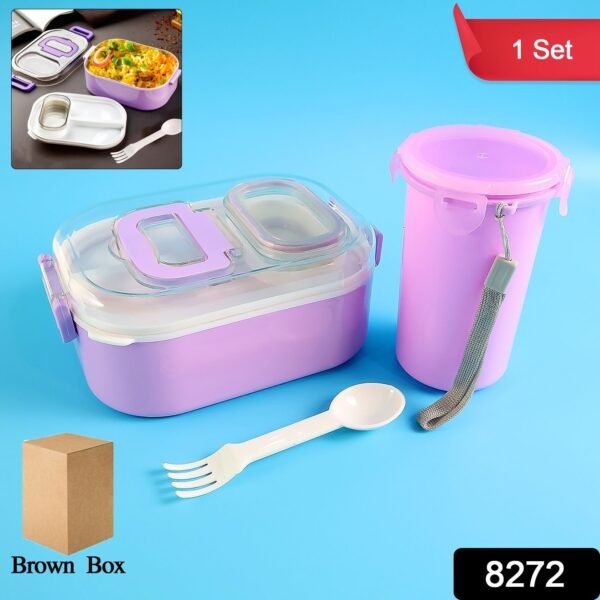 2298272-120Pc-Lunchboxwithbottle-Av-Sv.jpg Multi-Functional 1 Set Leakproof Lunch Box with Cutlery & Tumbler