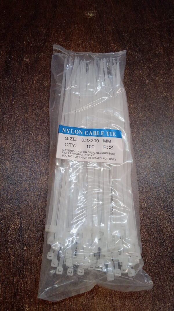 3.2×200 MM Nylon Self-Locking Cable Ties – Heavy Duty Zip Wire Tie (Pack of 100, Black)