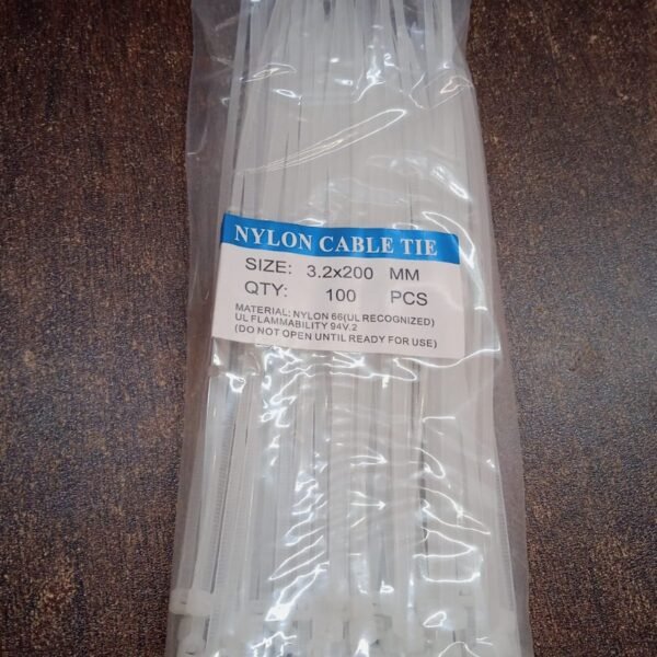 3.2×200 MM Nylon Self-Locking Cable Ties – Heavy Duty Zip Wire Tie (Pack of 100, Black)