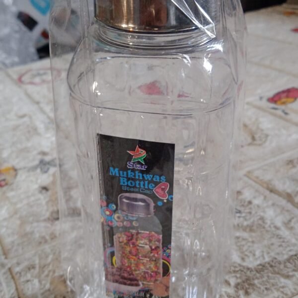 Plastic Transparent Mukhwas Bottle With Steel Cap Kitchen Storage Bottle (1 Pc)