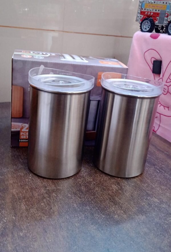 243569eb-ee1d-4ab5-8bd0-2c5ccc1a852d.jpg Stainless Steel Airtight Containers with See Through Lid (2 Pc Set / 1000 ML)