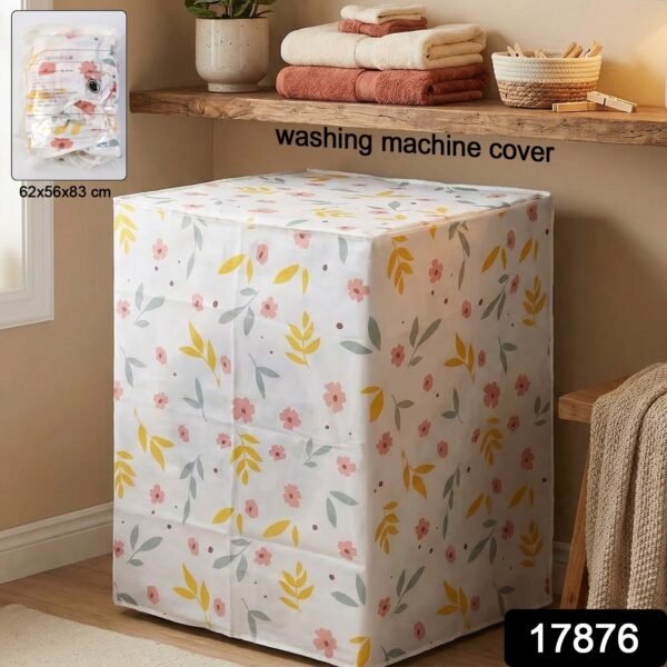 Waterproof & Dustproof Floral Washing Machine Cover (62×56×83 cm)