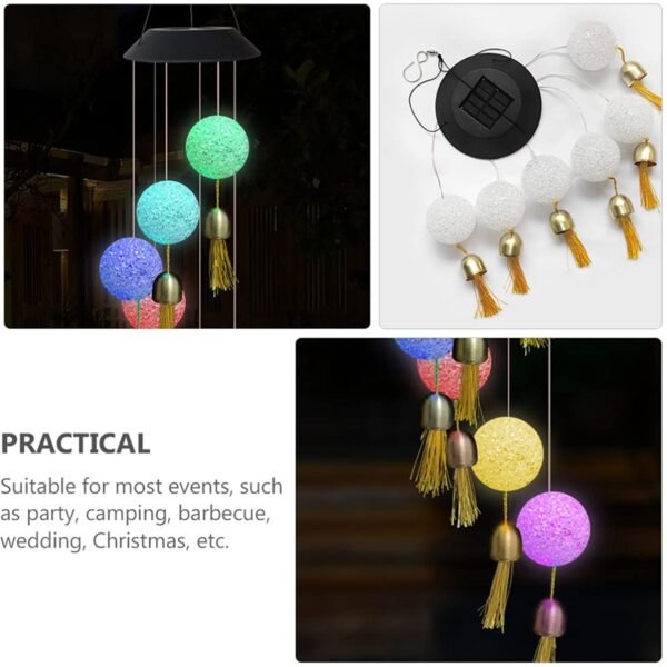 Solar Crystal Ball Wind Chime, Color Changing Solar Powered LED Hanging Wind Chime