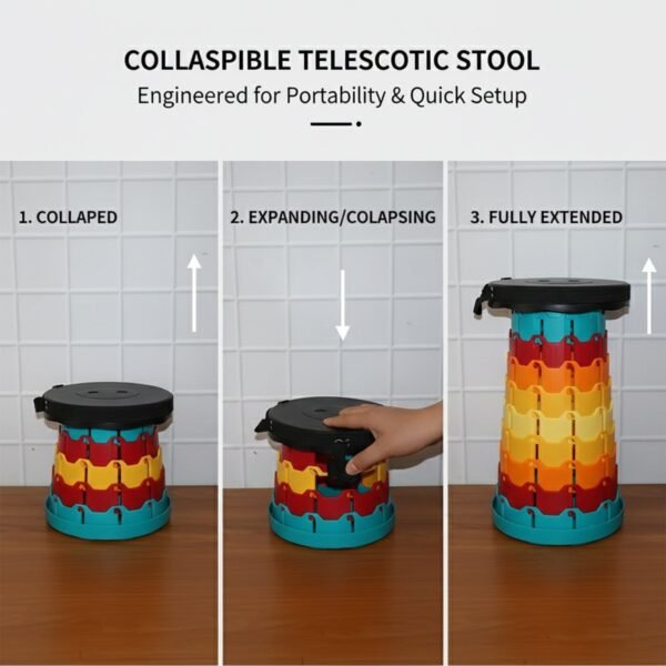 Collapsible Stool with Handle for Portable Seating (44x25.5 cm)