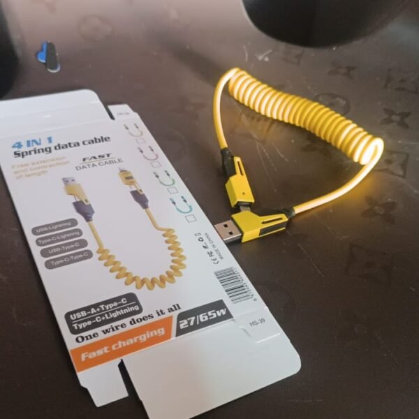 4 in 1 Spring Fast Charging Cable (1 Pc / 1.5 Mtr Long)