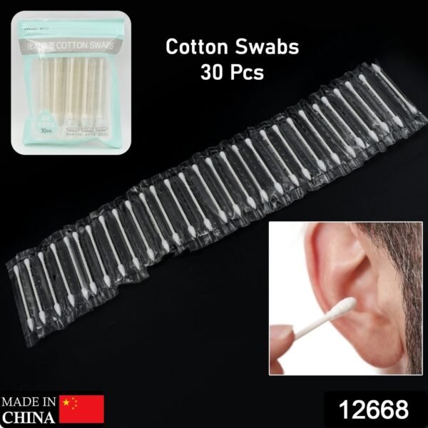 Double Head Cotton Ear and Nose Cleaning Disposable Sticks for Beauty  30 Pc Set