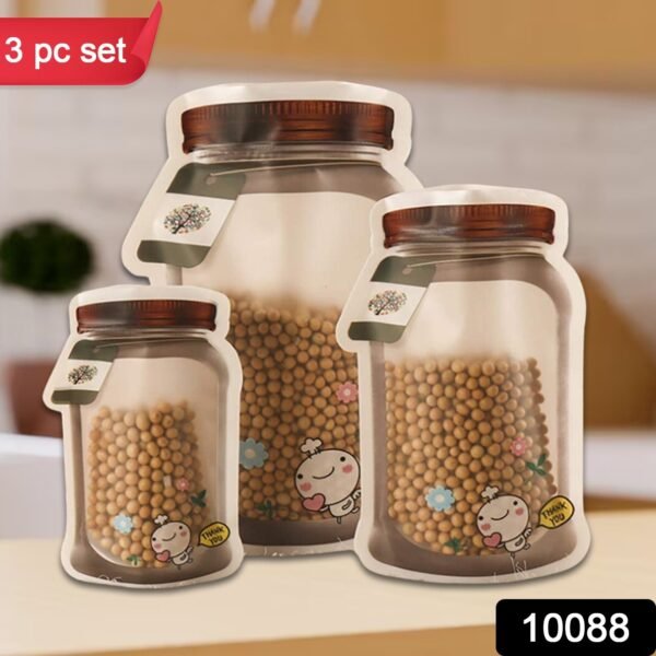 26026701-42be-4a79-bb62-3c58f072d5d2.jpg Plastic Transparent Jar Shaped Pouch With Zipper (3 Pcs Set)