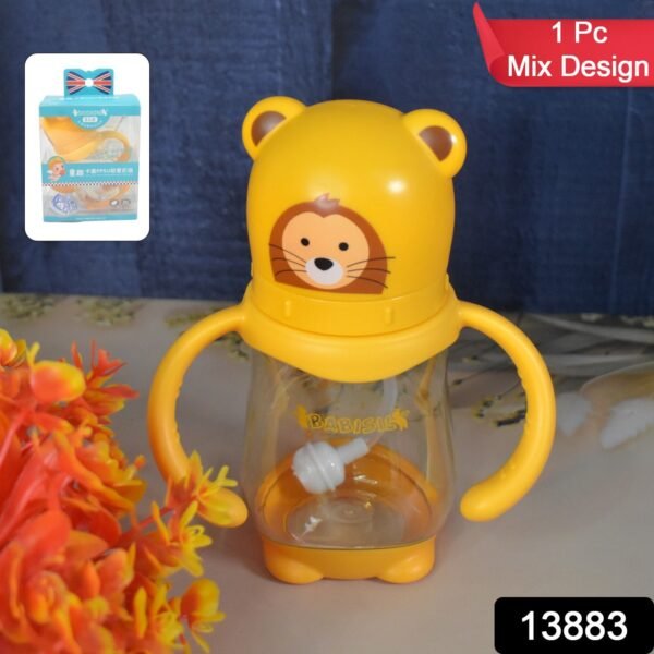 26125884-aa53-4908-80b2-85ca2188ffed.jpg Baby Feeding Bottle with Handles & Straw (Mix Design, Size & Color / 1 Pc)