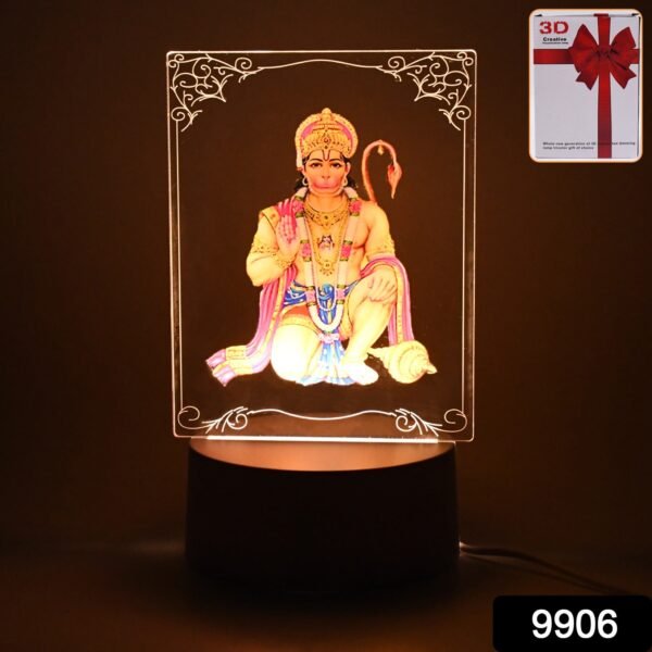 Beautiful 3D Lord Hanuman Frame with soft white light (1 Pc)