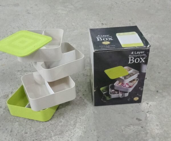 27d585f1-281b-4595-a3bf-f89b3aa26bfd.jpg 4 Layers Jewelry Box, 360 Degree Rotating Accessory Storage Box