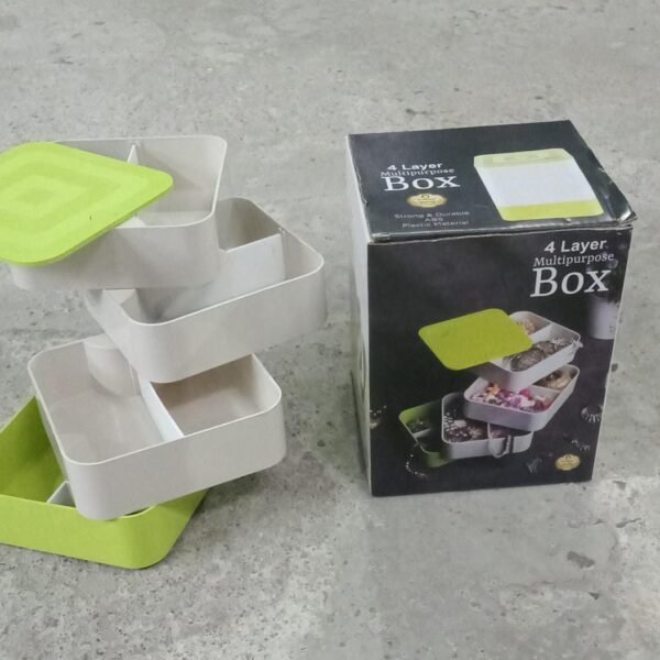 27d585f1-281b-4595-a3bf-f89b3aa26bfd.jpg 4 Layers Jewelry Box, 360 Degree Rotating Accessory Storage Box