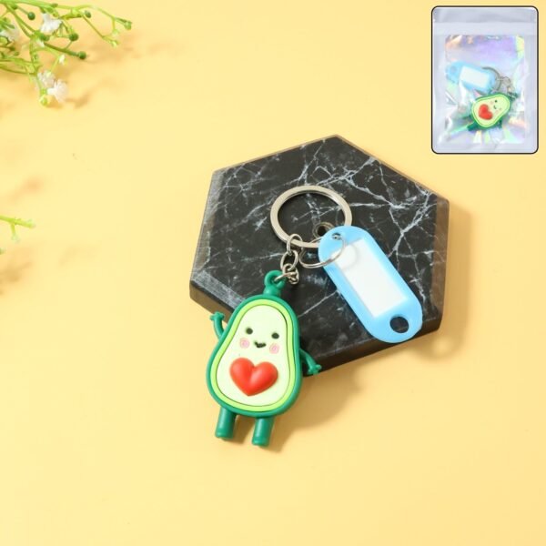 Cute Avocado Cartoon Keychain with Name Tag Holder (1 Pc)