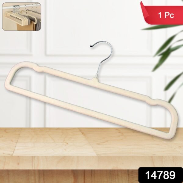 Premium Velvet Non-Slip Cloth Hanger with Metal Hook (1 Pc)