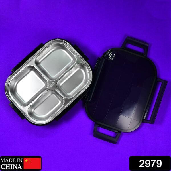 Black Transparent 4 Compartment Lunch Box