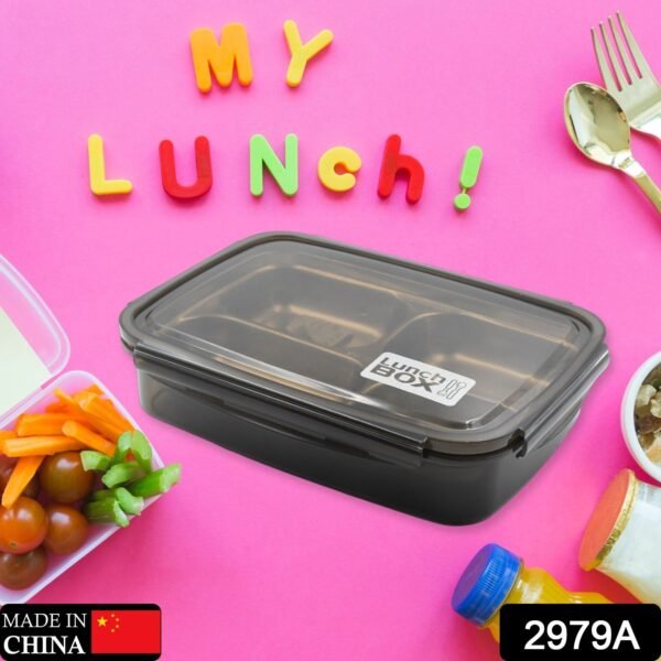 Black Transparent 4 Compartment Lunch Box for Kids and adults For Office, Travel, School