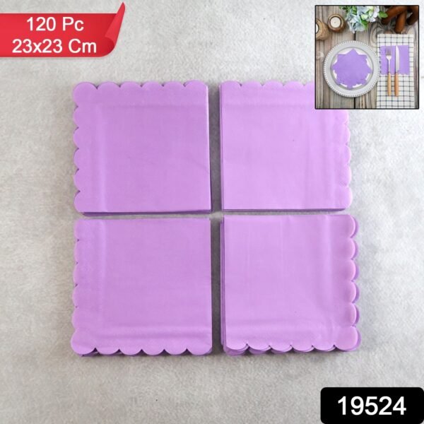 Lilac Scalloped Disposable Paper Napkin (23 x 23 cm / 120 Pc)