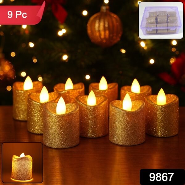 29c1dea6-35db-44f1-9257-14fd6ce65fe6.jpg Christmas Premium Glitter LED Tealight Candles (9 Pc Set)