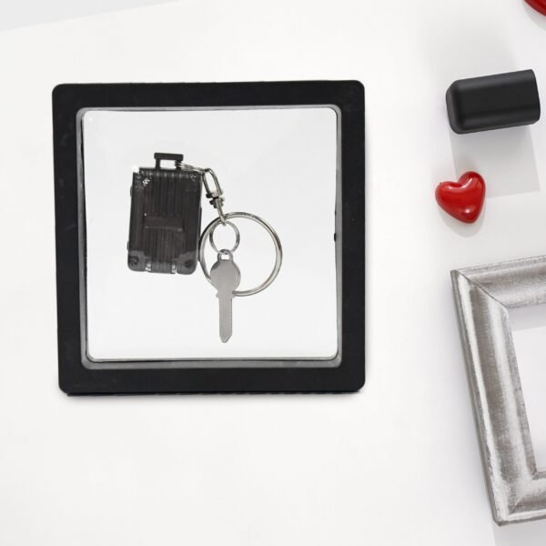 Suitcase Shape Nail Clipper Keychain Key & 3D Floating Frame Display Case (1 Set)