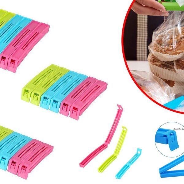 Plastic Snack Bag Clip Sealer Set (18 Pcs, Multicolour)
