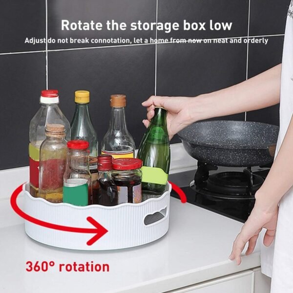 360° Rotating Kitchen Organizer Trolley for Storage - Turntable Tray with Brown Box