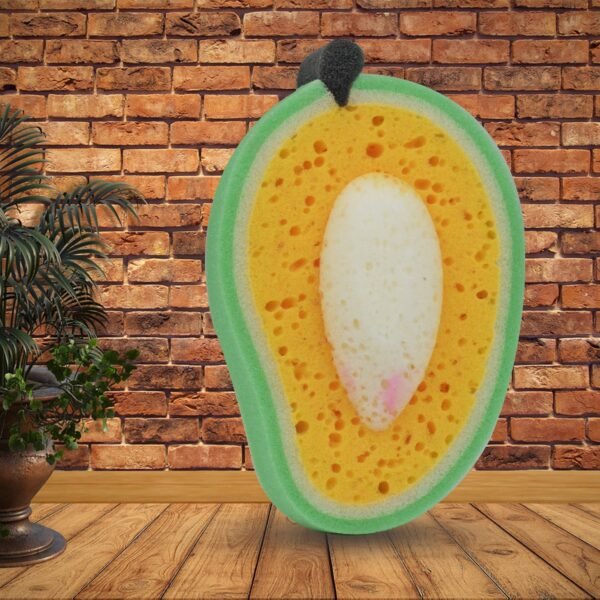 2_73eaff57-d6cf-4c93-a2f3-a50276245c5a.jpg Multipurpose Mango Dish Sponge: Cleans Kitchen & Bath (Soft & Durable, 1 Pc)