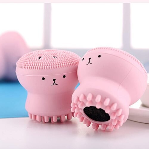2_75f144b3-a2a8-414d-b7f2-a4dc8934fc2f.jpg Facial Cleansing Brushes – Cute Octopus Shape Silicone Face Scrubber Massager (1 Pc)