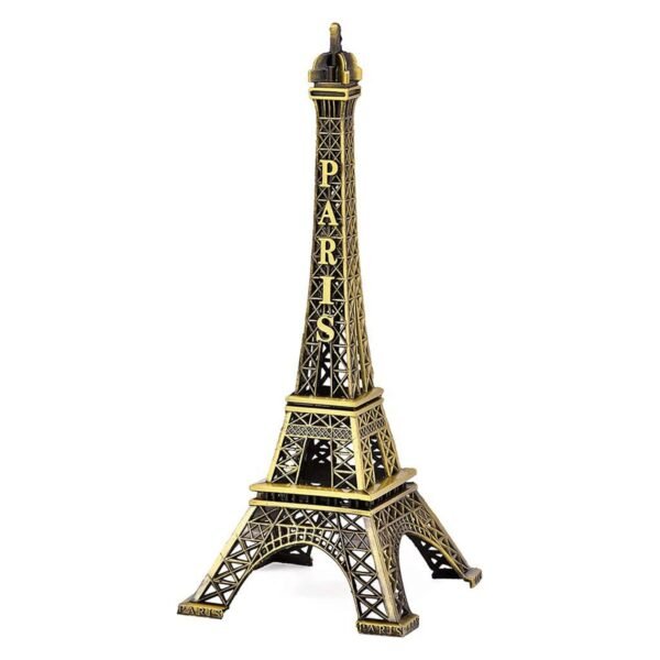 Antique 3D Eiffel Tower Statue - Metal Paris Landmark Decorative Showpiece