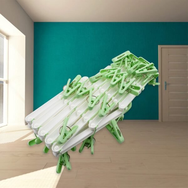 Adjustable Clothes Hanger with 29 Clips – Windproof Dryer Rack