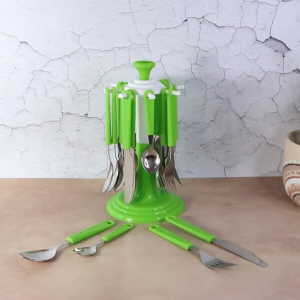 Stainless Steel Cutlery Set with Stand - (24 Pc)