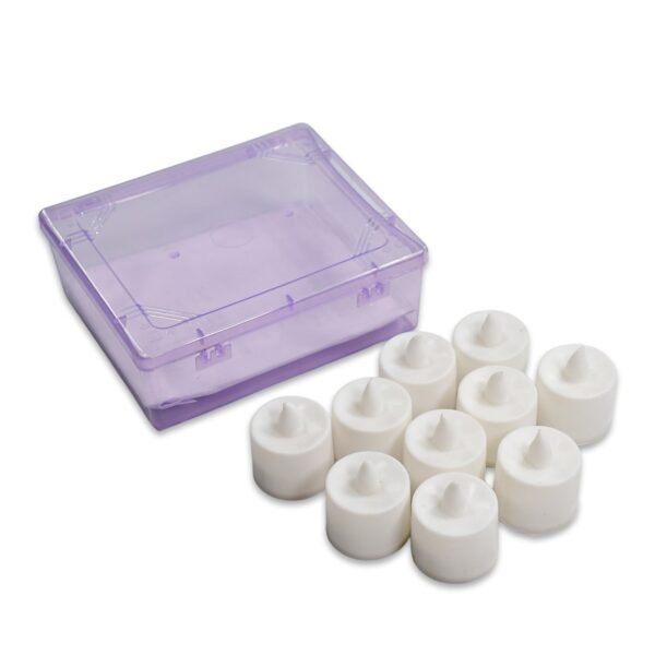 Festival Decorative - LED Yellow Tealight Candles Container, Diwali (White, 10 Pcs)