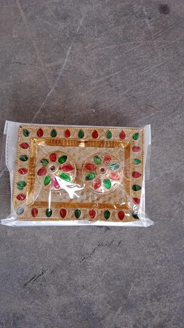 Rakasha Bandhan Special Puja Thali, Kumkum Thali Holder, Pooja Return Gift, Indian Housewarming Gifts, Brother / Bhai / Bhabhi / Sister / Family   for Rakshabandhan, Diwali (Mix Design)