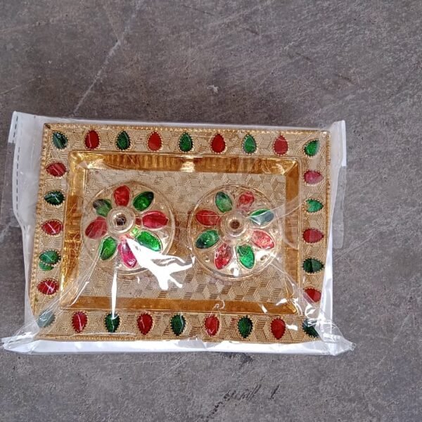 Rakasha Bandhan Special Puja Thali, Kumkum Thali Holder, Pooja Return Gift, Indian Housewarming Gifts, Brother / Bhai / Bhabhi / Sister / Family   for Rakshabandhan, Diwali (Mix Design)