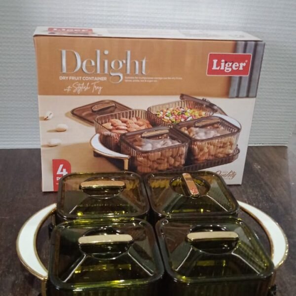 2d9966fe-b0be-4a7f-aab7-046fc6aedf33.jpg Liger Luxury Delight 4-Piece Dryfruit Storage Box (1 Set)