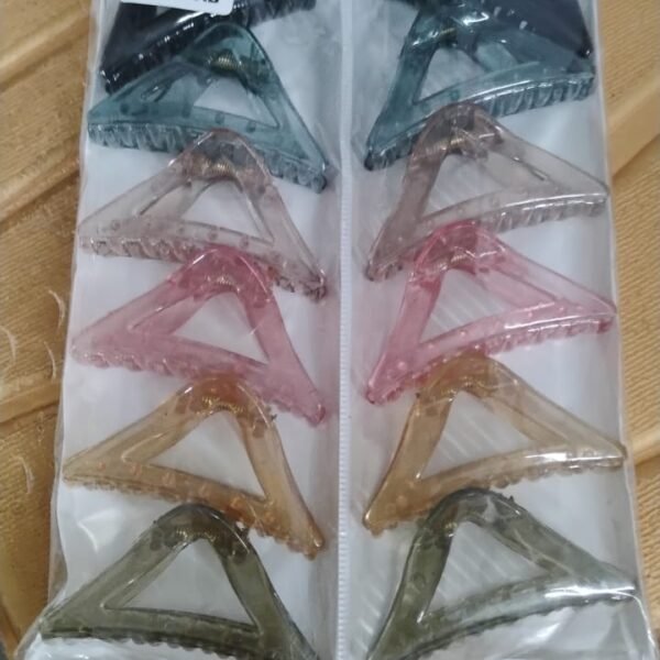 Triangle Shape Mix Color Plastic Hair Claw Clip – 12 Pc Durable Grip Women and Girls
