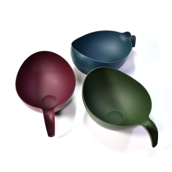 Plastic Rice Bowl Food Strainer Thick Drain Basket Vegetable Fruit 3 Pcs