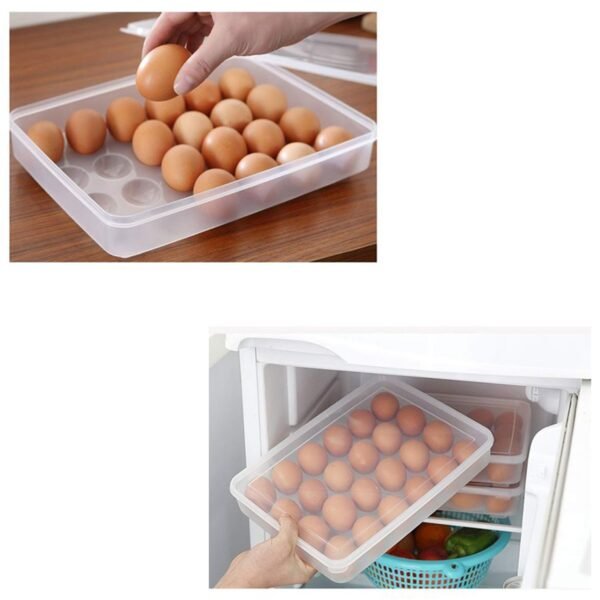 24 Grids Plastic Egg Box Container Holder Tray Fridge with Lid for 2 Dozen Egg Tray