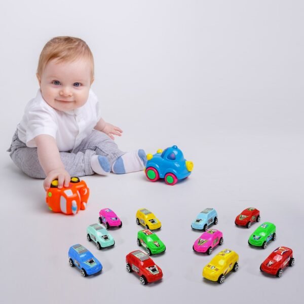 Super City Car Racer Pull-Push Vehicle Toy for Kids (Set of 12 Pcs / Multicolor)